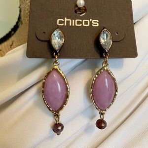 Chico's Lavender and Gold Dangle Earrings